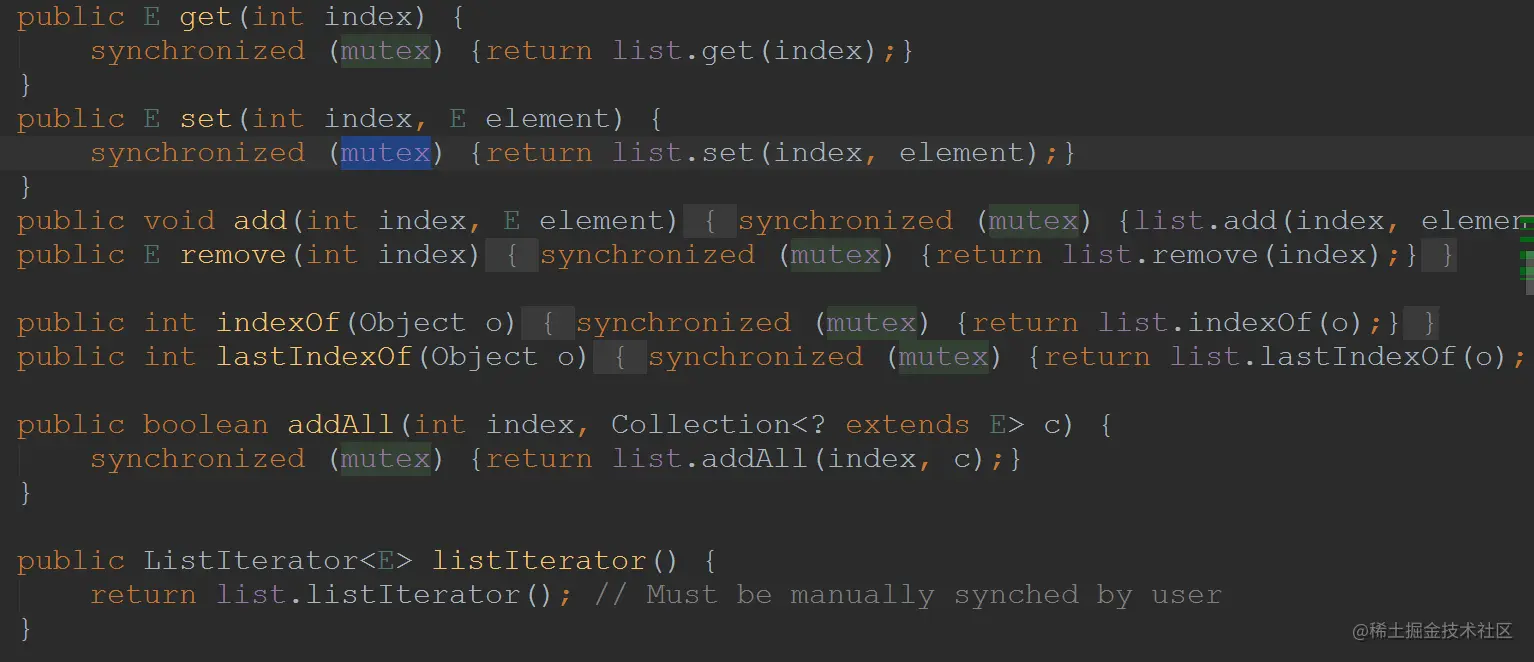 Collections.synchronizedList()的实现
