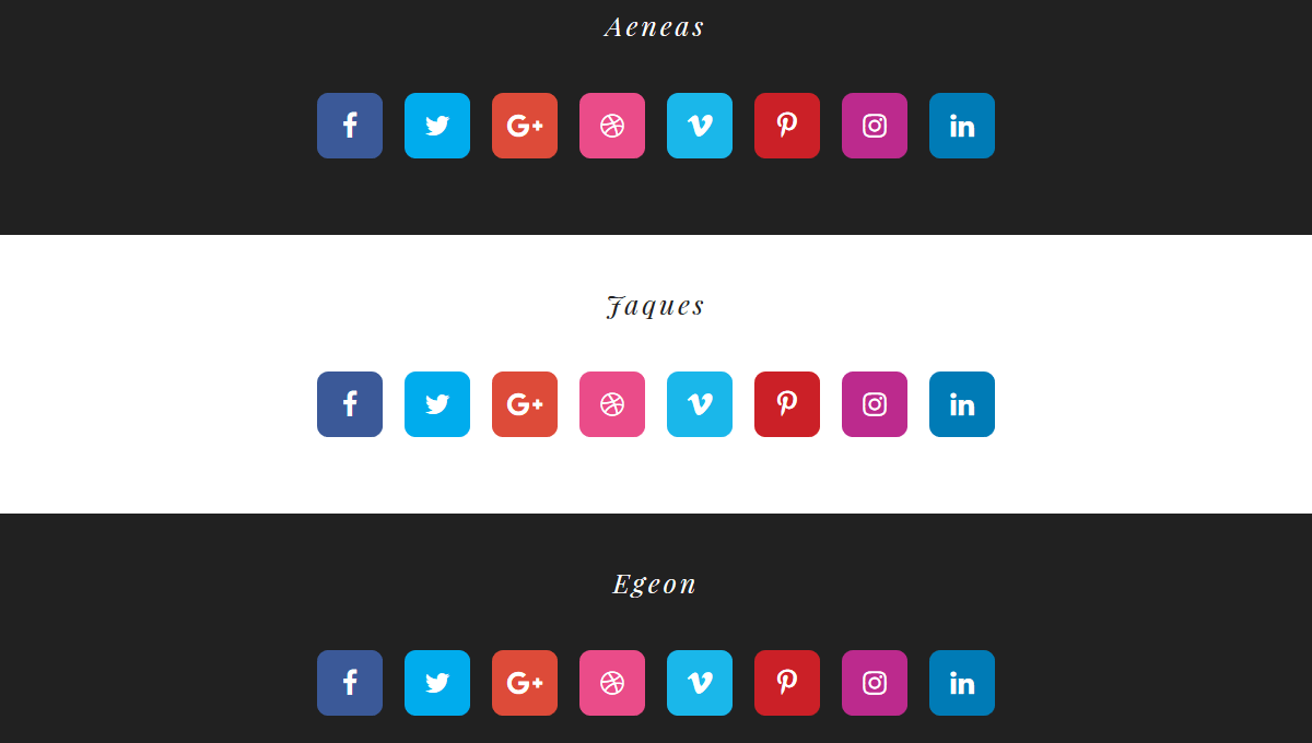 Demo image: CSS3 Social Buttons Vol.1