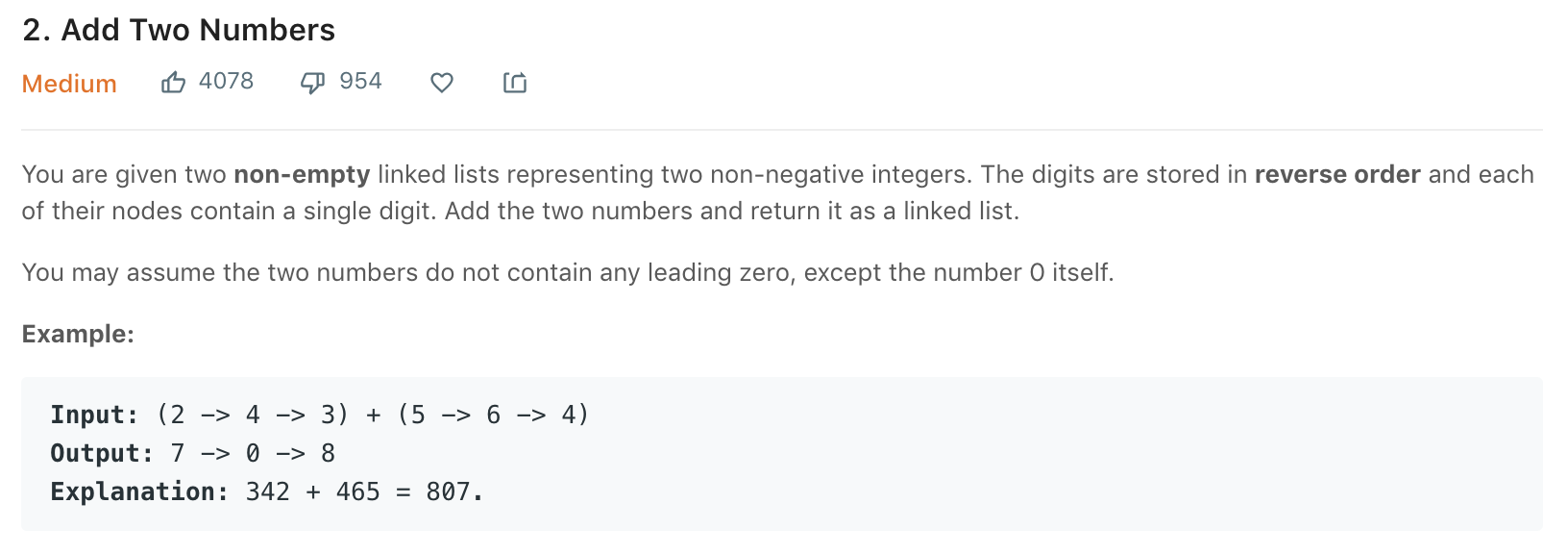 2. Add Two Numbers