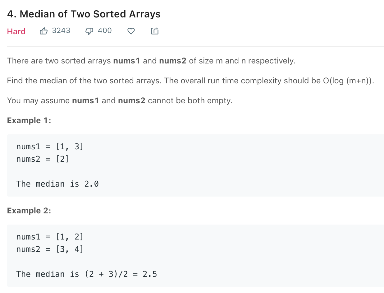 4. Median of Two Sorted Arrays