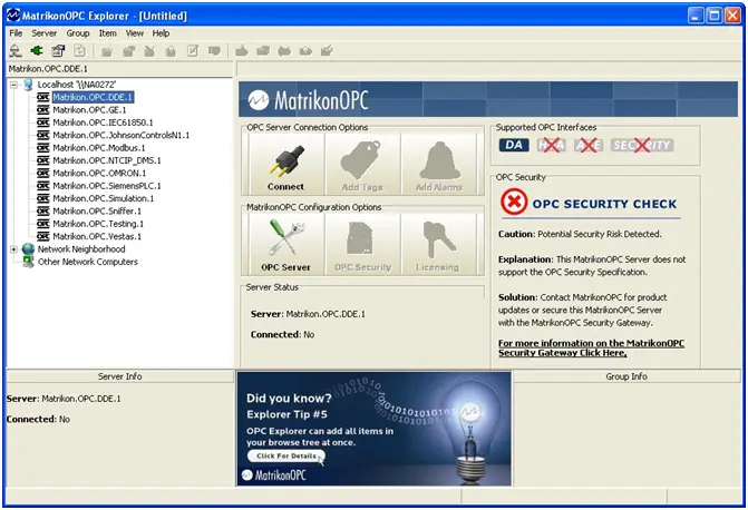MatrikonOPC Explorer