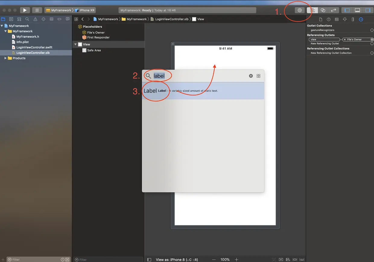 将标签视图拖放到空白画布上