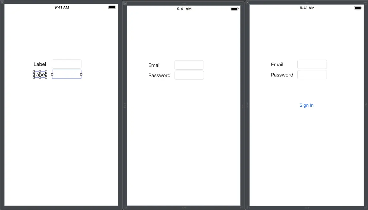 复制并粘贴标签和文本字段，重命名标签并添加登录按钮
