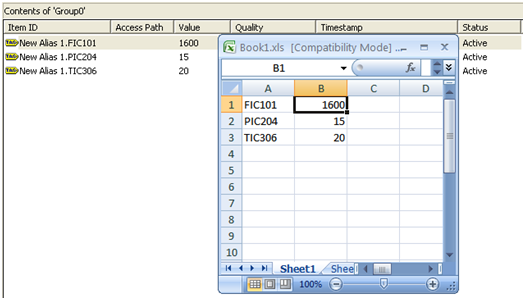 MatrikonOPC OPC Write to Excel