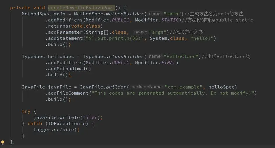 生成同样的类，使用JavaPoet后，以面向对象的方式来生成源码