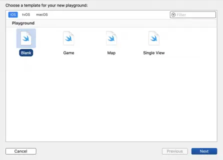 Blank Swift playground option