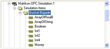 MatrikonOPC Server for Simulation and Testing中的仿真数据点