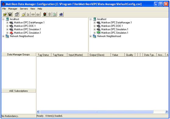 MatrikonOPC Data Manager配置屏幕