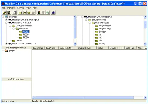 在MatrikonOPC Server for DDE地址空间配置数据点