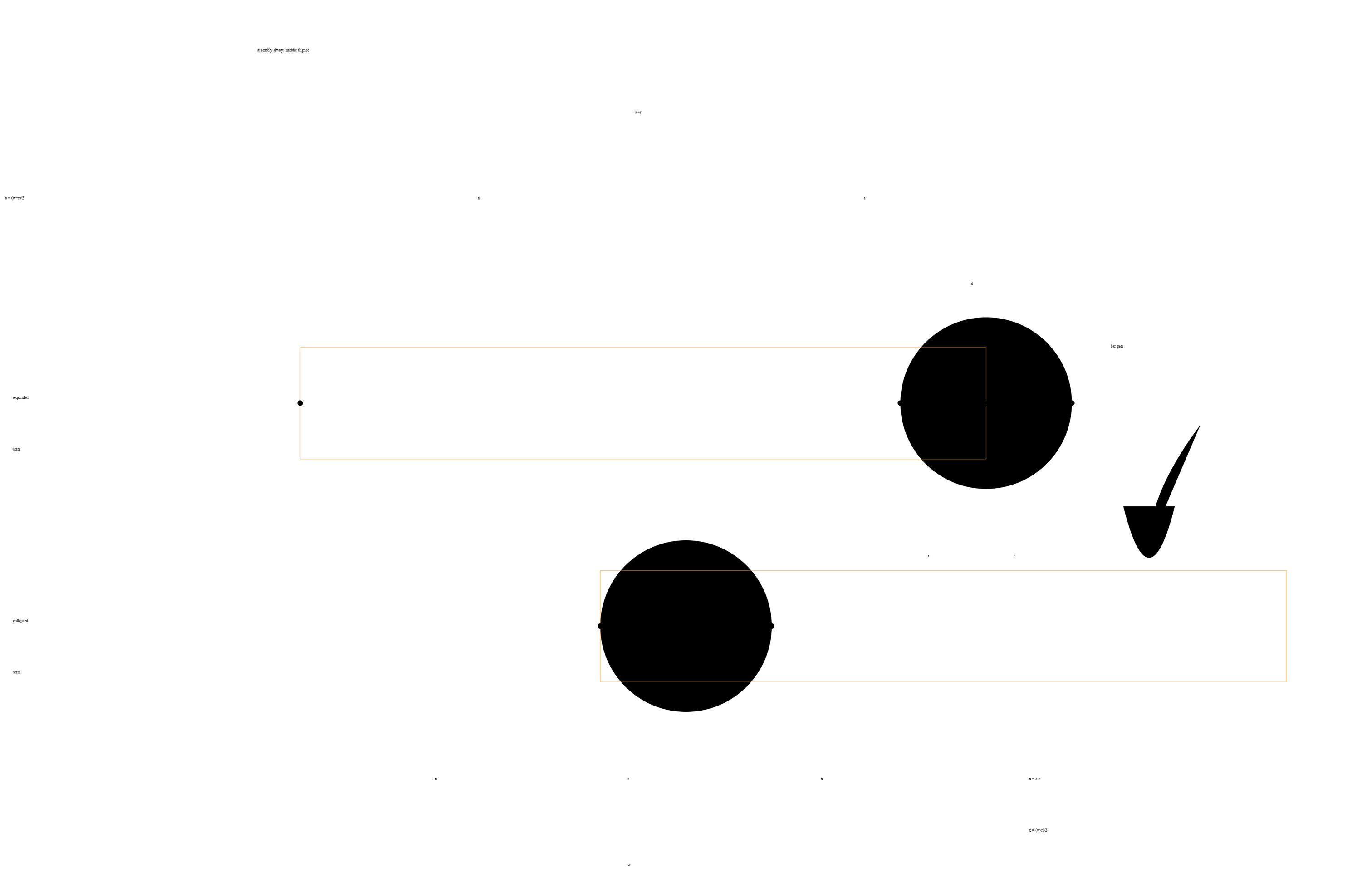 æå¾æ¾ç¤ºå¤äºå±å¼ç¶æçæ¡å½¢å æé®ç»ä»¶ï¼æ¡å½¢å¾çå³è¾¹ç¼ä¸æé®çåç´ä¸­çº¿éåï¼å¹¶å¤äºæå ç¶æï¼æ¡å½¢æå ï¼ç»ä»¶ç¼©å°ä¸ºæé®ï¼ã å¨è¿ä¸¤ç§æåµä¸ï¼ç»ä»¶é½æ¯ä¸­é´å¯¹é½çã