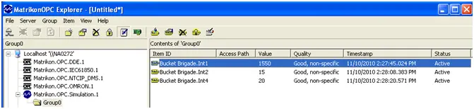MatrikonOPC 图3-在MatrikonOPC Server for Simulation and Testing中验证值更改