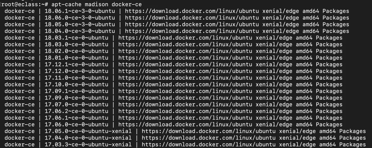 apt-cache madison docker-ce