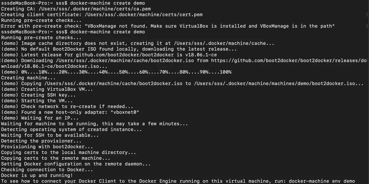 docker-machine create demo