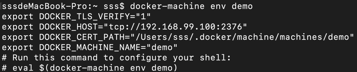 docker-machine env demo