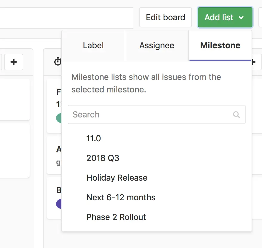 Create milestone list