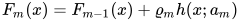 \(F_{m}(x)=F_{m-1}(x)+\varrho _{m}h(x;a_{m})\)