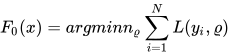 \(F_{0}(x)=argminn_{\varrho}\sum _{i=1}^{N}L(y_{i},\varrho )\)
