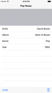 Album app showing populated table view