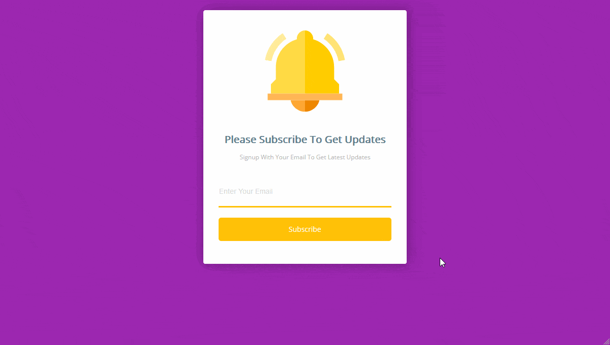 HTML and CSS Subscribe Form - GIF Demo