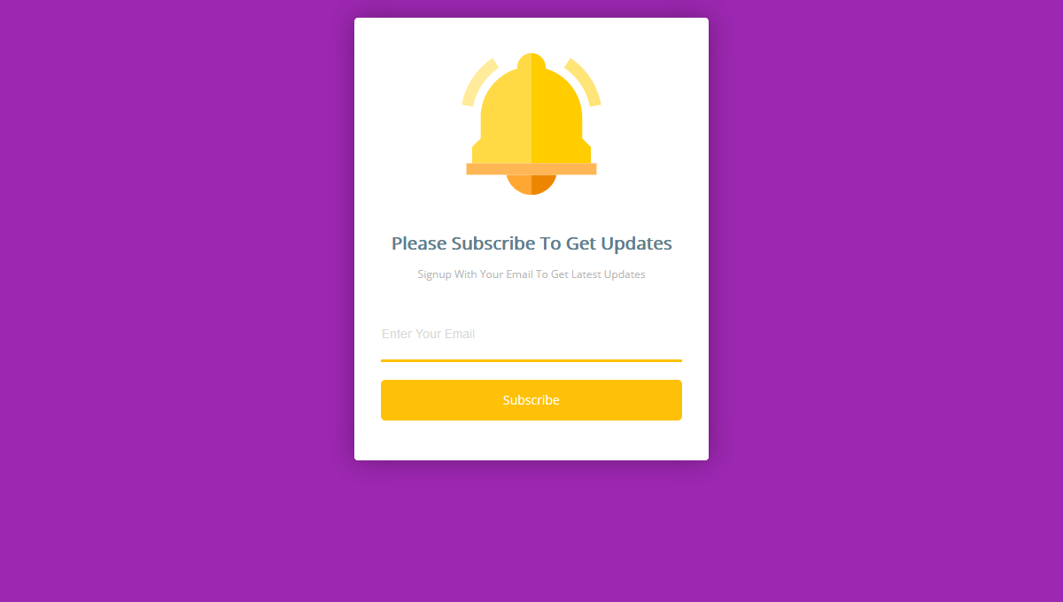 Demo image: HTML and CSS Subscribe Form