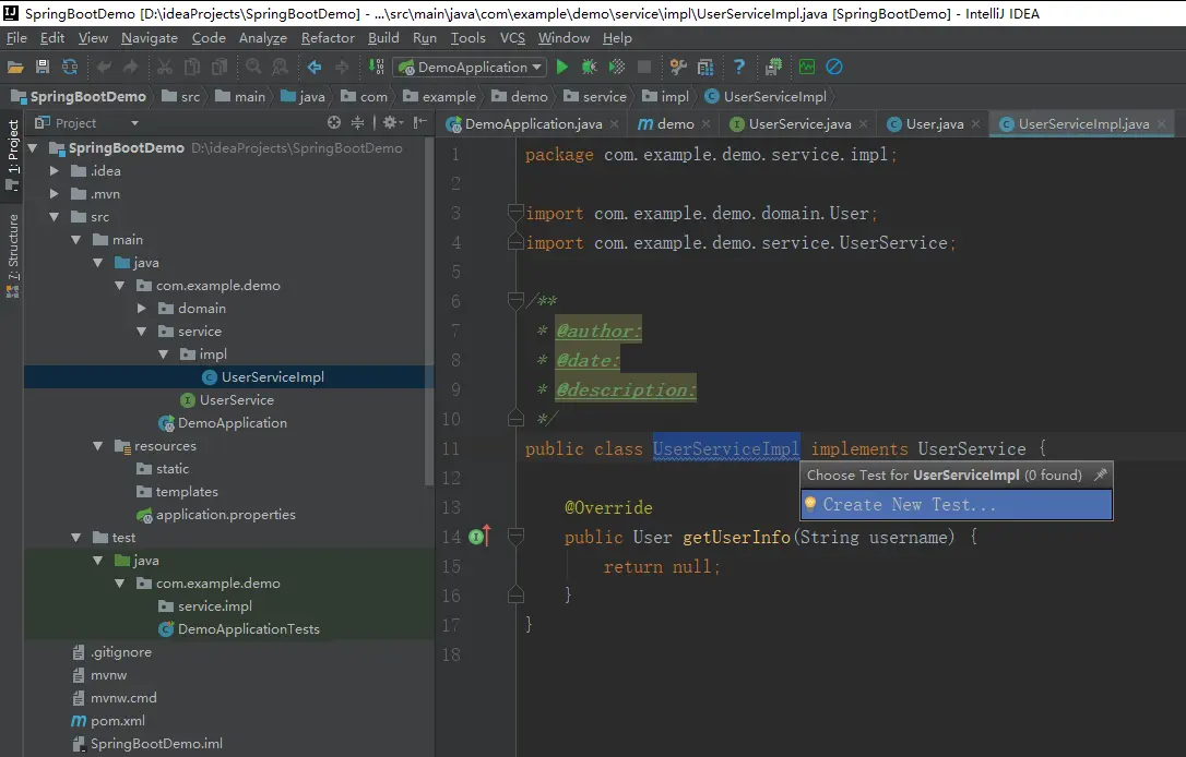 Ctrl + Shift + T生成测试类