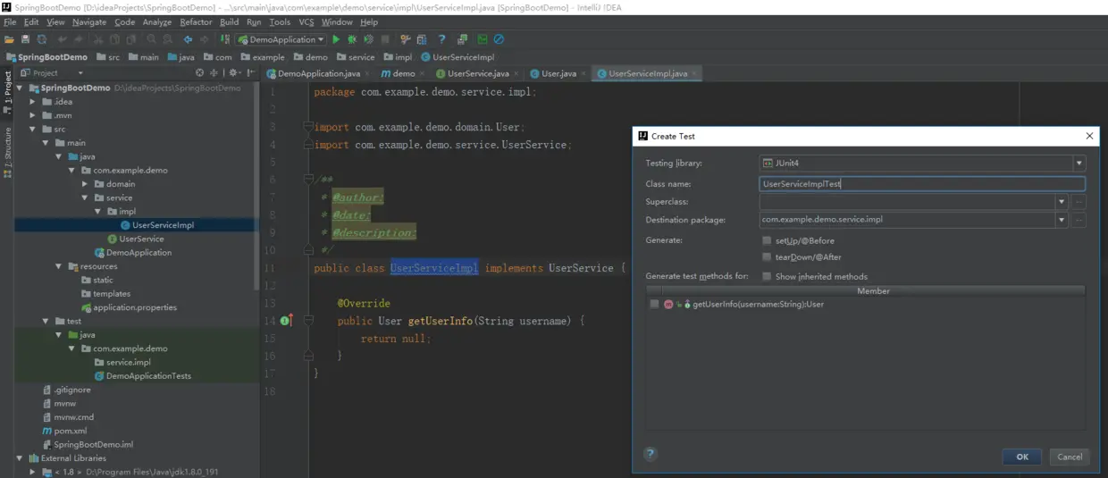 Ctrl + Shift + T生成测试类