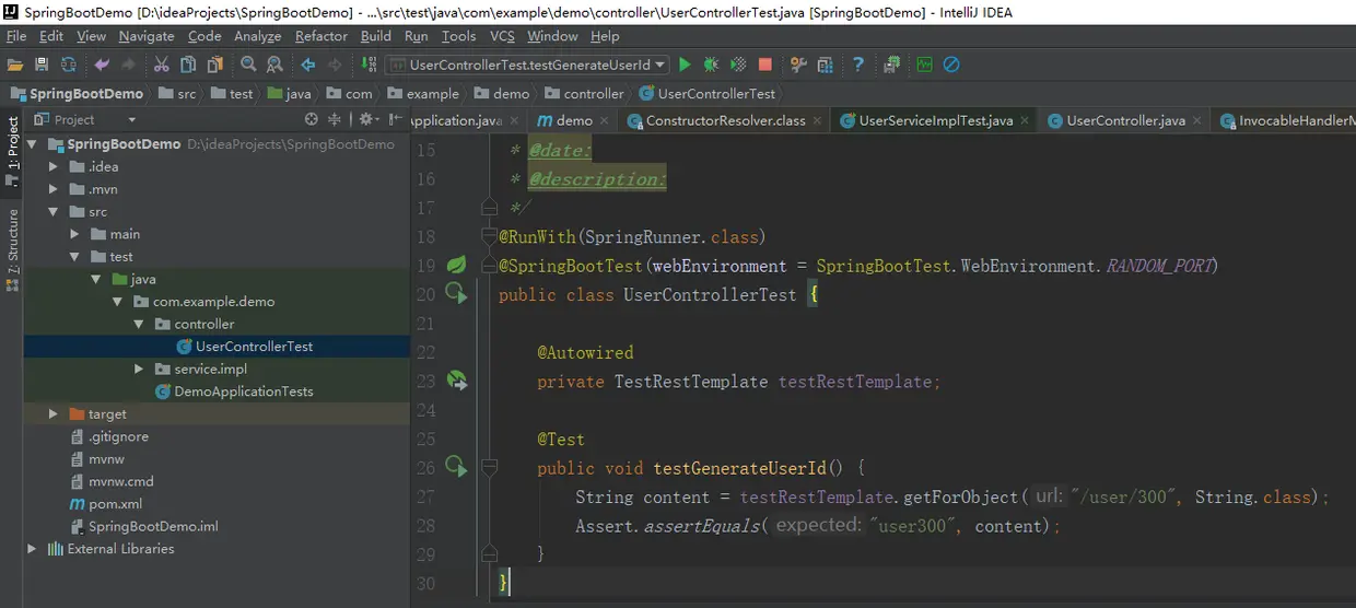 使用TestRestTemplate测试Controller类