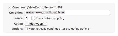A conditional breakpoint screenshot