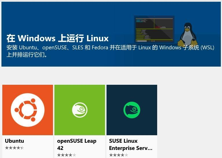 Microsoft Store 中选择自己喜欢的 Linux 子系统