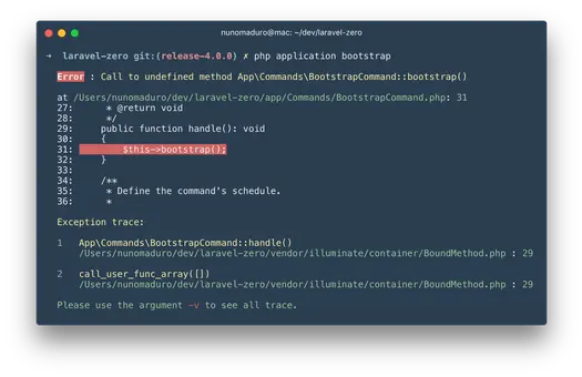 Collision Package in Laravel 5.6