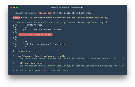 Collision Package in Laravel 5.6