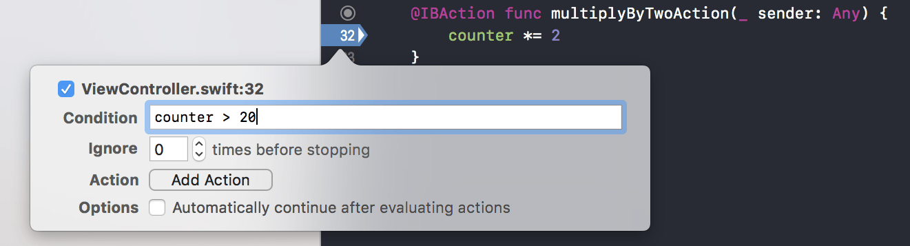 Conditional breakpoints