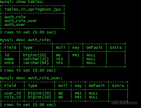 auth_role 和 auth_role_user 表结构