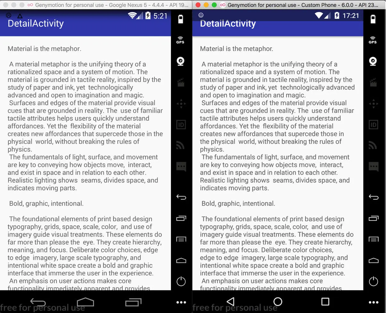 加了 TranslucentStatusBar 主题，整个布局顶到状态栏底部