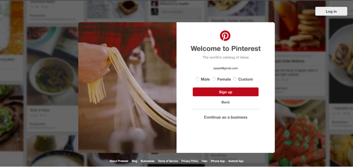 用户通过 Google 进行身份验证后显示的附加注册步骤