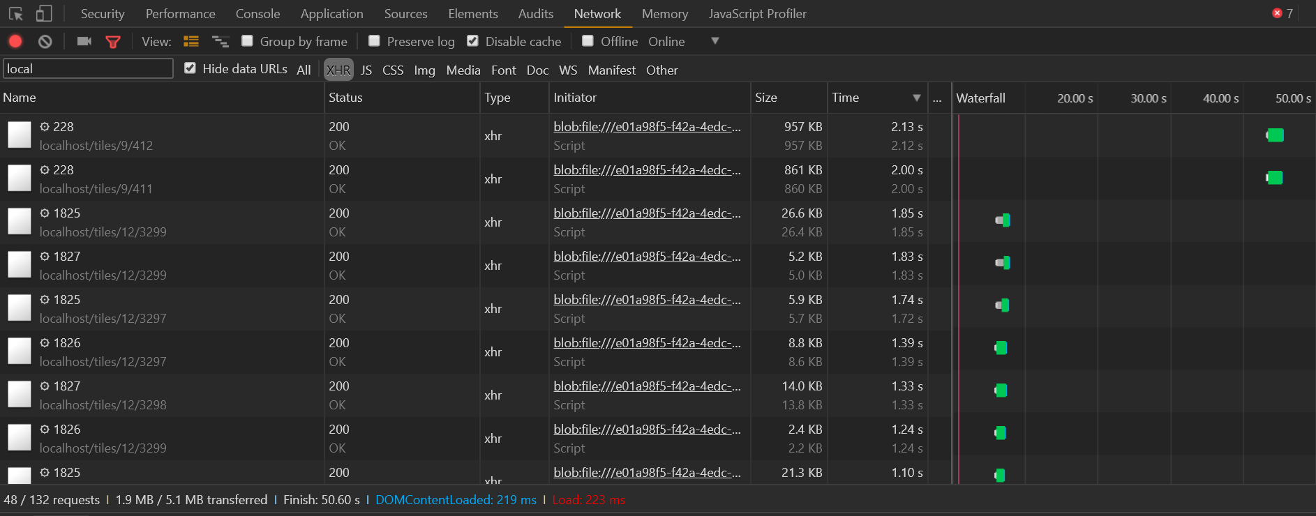 切片请求控制台截图
