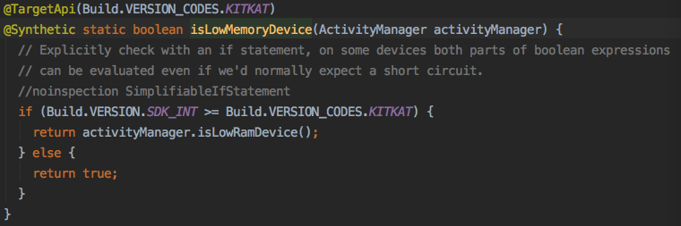 MemorySzieCalculator.isLowMemoryDevice