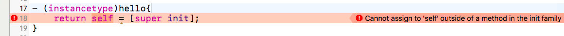 没有使用 `NS_REPLACES_RECEIVER` 修饰