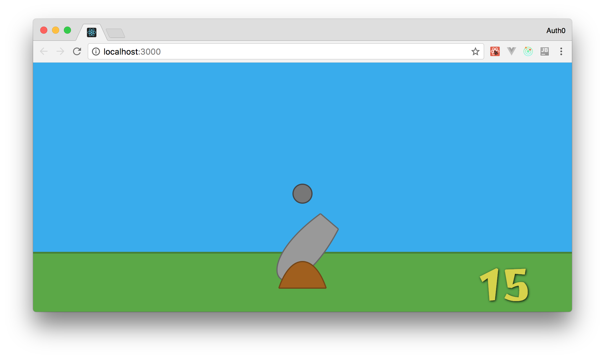 Showing current score and cannonball in the Alien, Go Home! app.