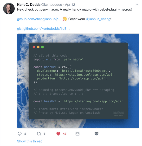 Tweet from Kent C. Dodds