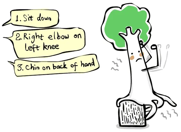 sequential commands about how to pose