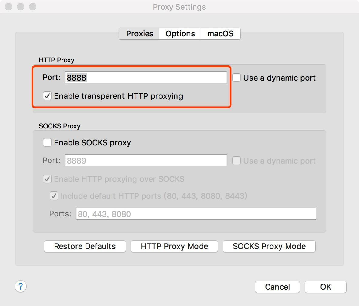 Enable transparent HTTP proxying