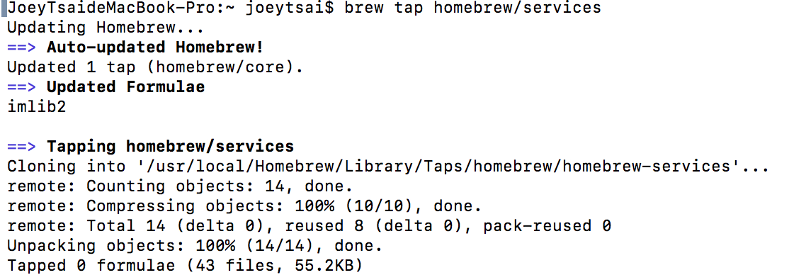 brew tap homebrew/services