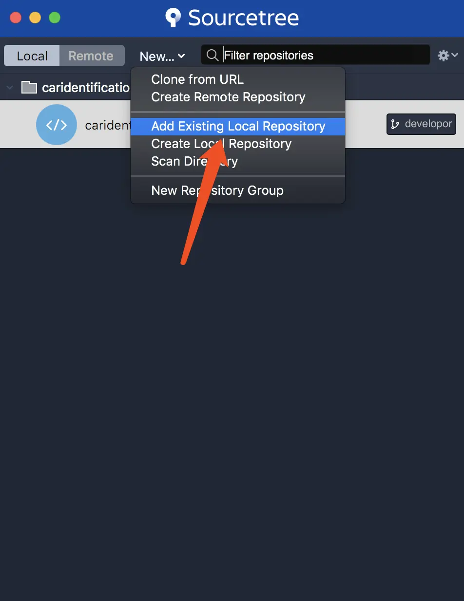 使用sourcetree(或其他工具)导入项目