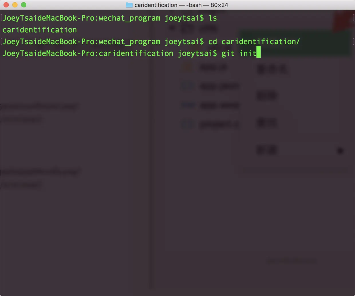 进入项目根目录,并git初始化