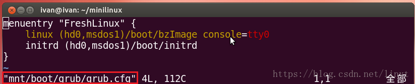 图10：编辑mnt/boot/grub/grub.cfg过程