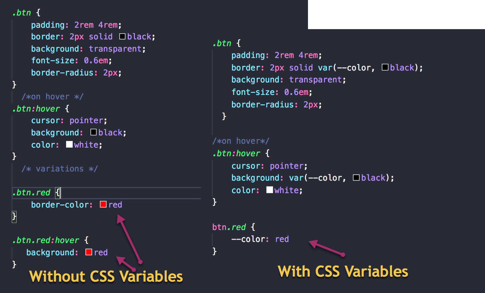 Without CSS Variables VS with CSS Variables