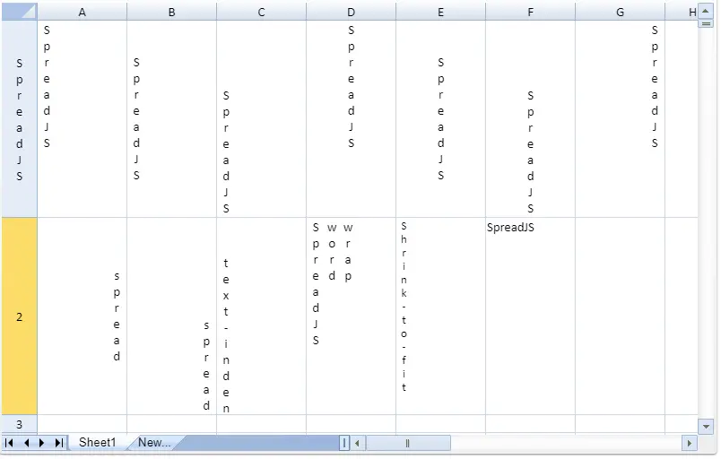 SpreadJS V11.1 新特性 - 支持垂直方向显示文本