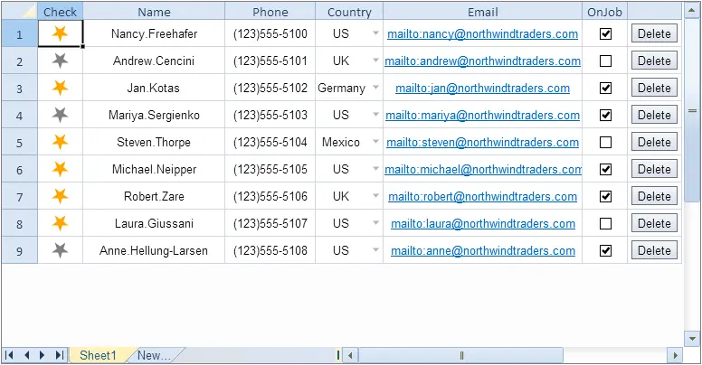 SpreadJS单元格类型