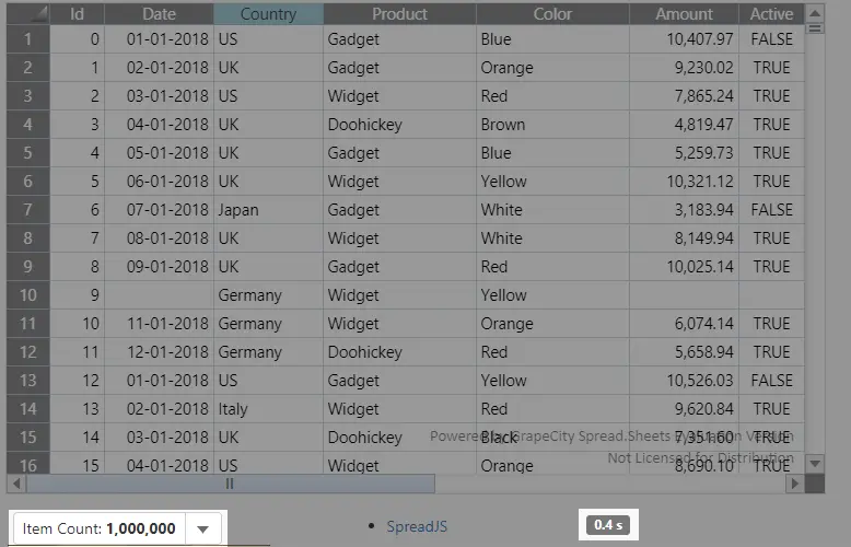 SpreadJS高速、低耗